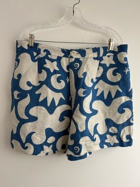 NWT Mixed by Nasrin Matisse graphic print linen shorts, sz XL